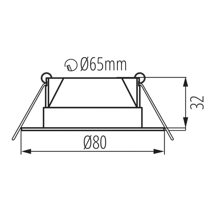 Wymiary oprawy Kanlux FIZU CCT W 80x32 mm