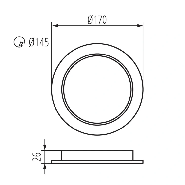 Wymiary Kanlux TAVO LED DO 18W CCT Ø170 mm