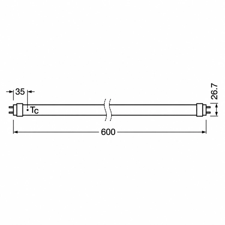 Wymiary tuby LED T8 OSRAM 600mm G13