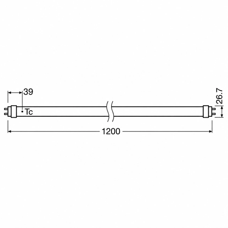Wymiary tuby LED T8 OSRAM 120cm G13