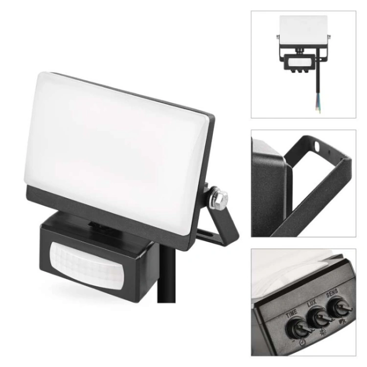 Naświetlacz LED TAMBO EVO z czujnikiem PIR, 20 W, 2000 lm, IP44, czarny