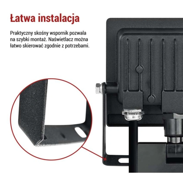 Naświetlacz LED TAMBO EVO z czujnikiem PIR, 20 W, 2000 lm, IP44, czarny
