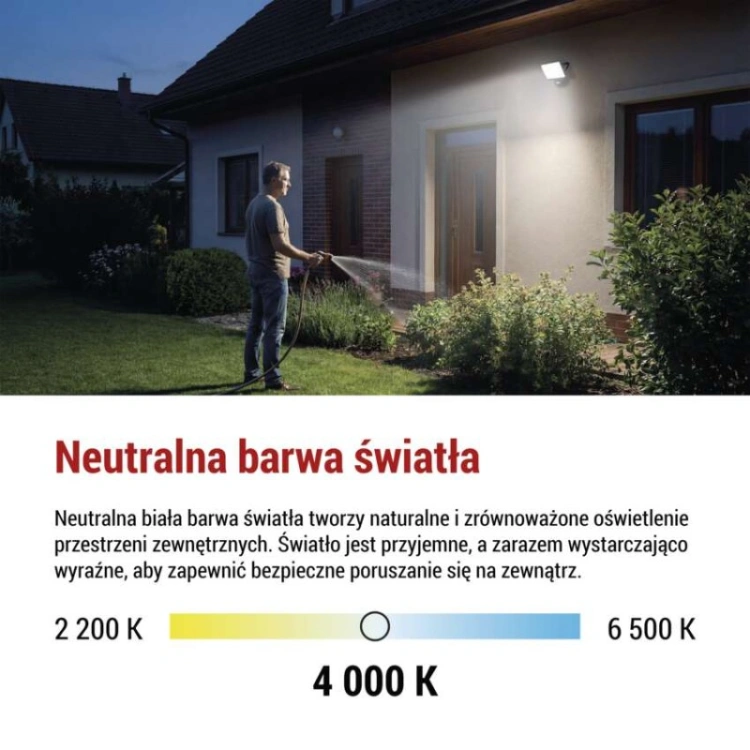 Naświetlacz LED TAMBO EVO z czujnikiem PIR, 30 W, 3000 lm, IP44, czarny