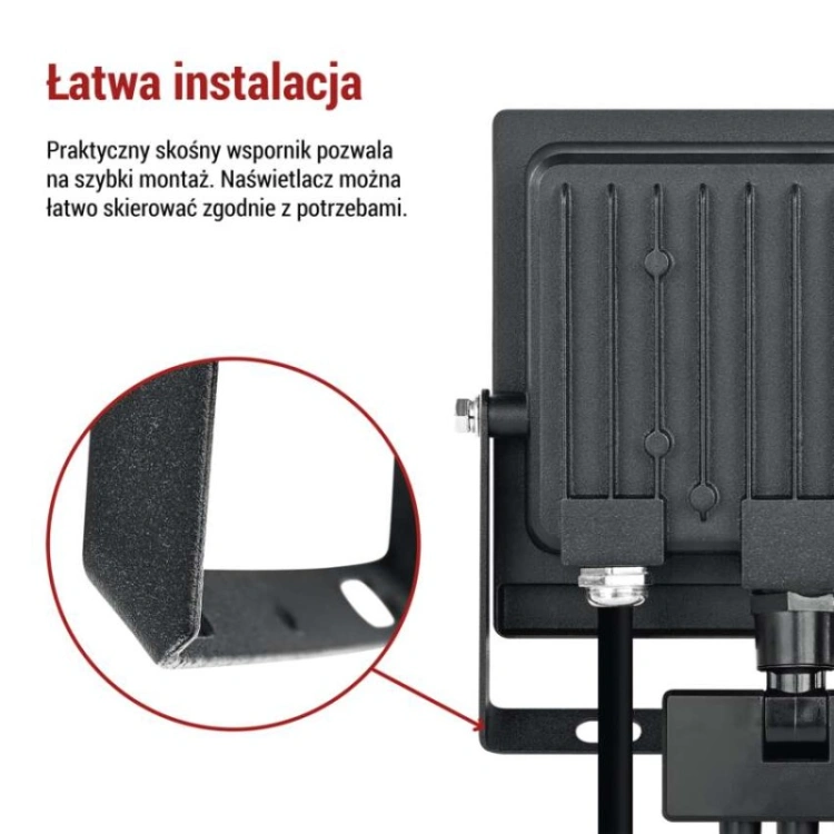 Naświetlacz LED TAMBO EVO z czujnikiem PIR, 30 W, 3000 lm, IP44, czarny