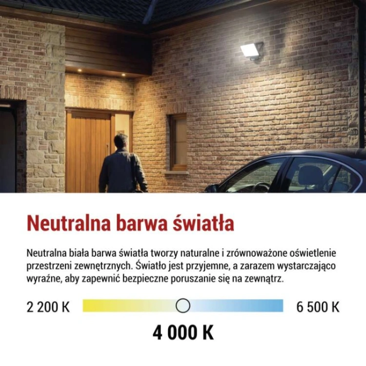 Naświetlacz LED TAMBO EVO z czujnikiem PIR, 50 W, 5000 lm, IP44, czarny