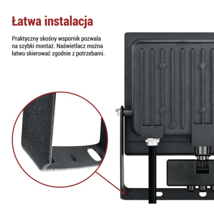 Naświetlacz LED TAMBO EVO z czujnikiem PIR, 50 W, 5000 lm, IP44, czarny
