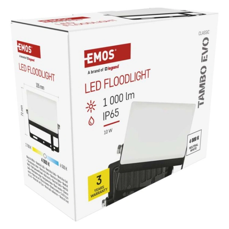 Naświetlacz LED TAMBO EVO, 10 W, 1000 lm, IP65, czarny