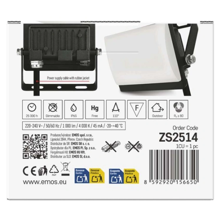 Naświetlacz LED TAMBO EVO, 10 W, 1000 lm, IP65, czarny
