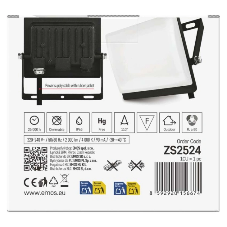 Naświetlacz LED TAMBO EVO, 20 W, 2000 lm, IP65, czarny