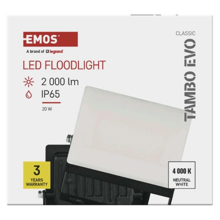 Naświetlacz LED TAMBO EVO, 20 W, 2000 lm, IP65, czarny