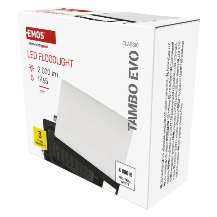 Naświetlacz LED TAMBO EVO, 20 W, 2000 lm, IP65, czarny