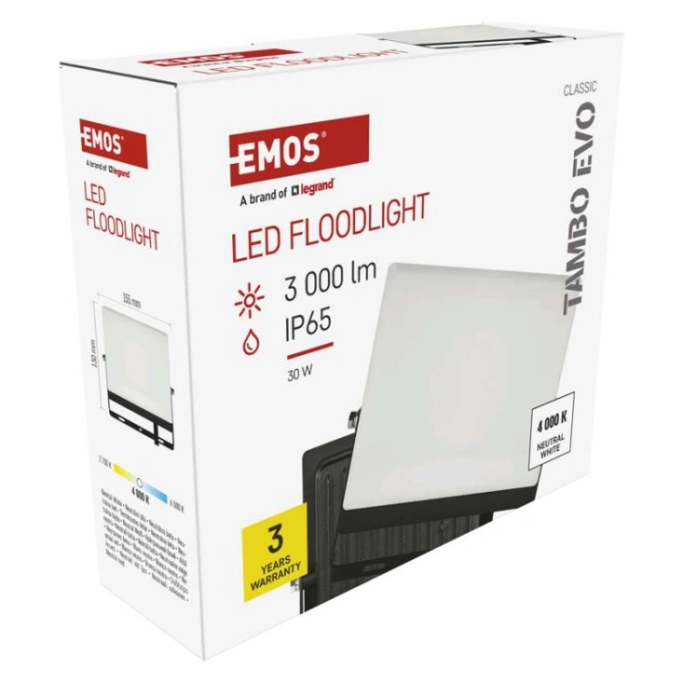 Naświetlacz LED TAMBO EVO, 30 W, 3000 lm, IP65, czarny
