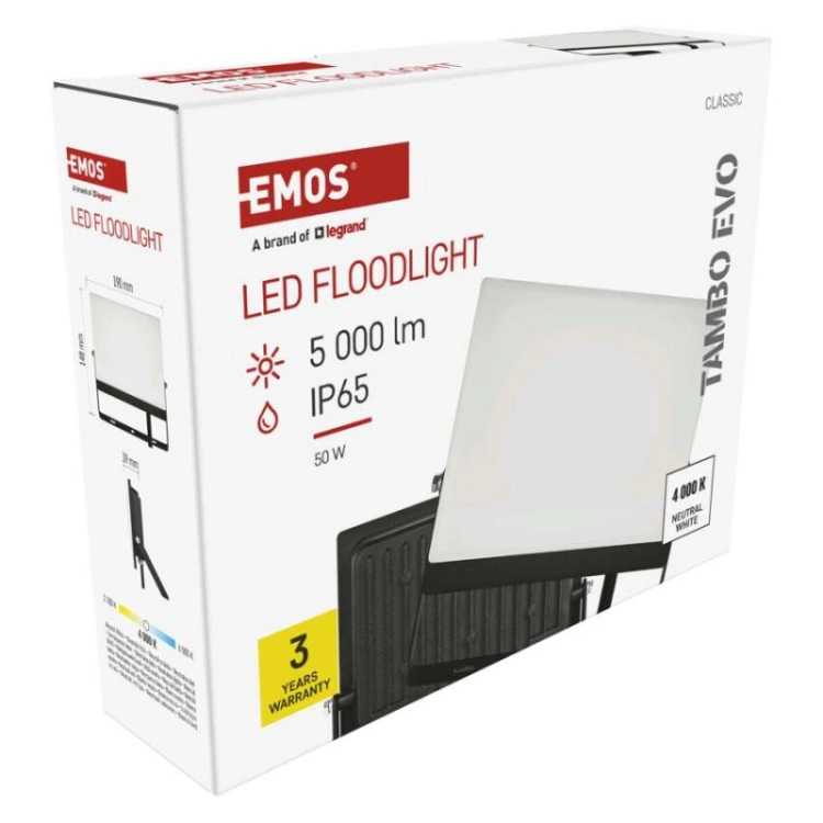 Naświetlacz LED TAMBO EVO, 50 W, 5000 lm, IP65, czarny