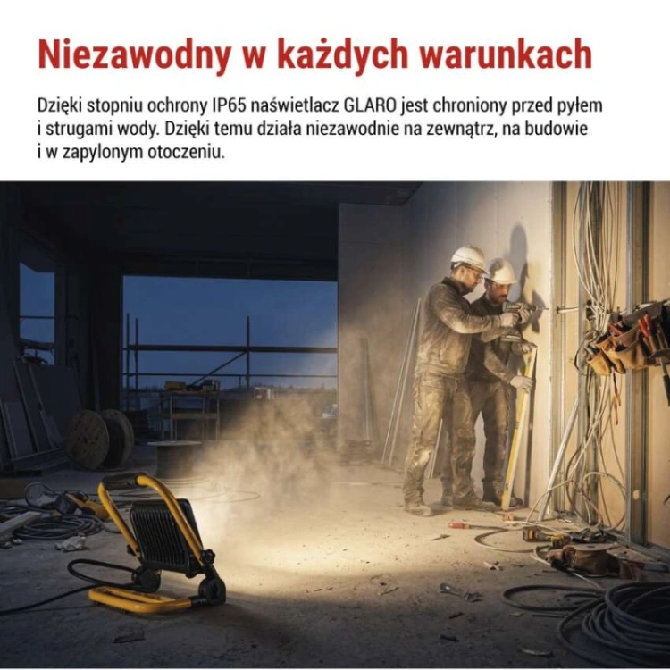 Naświetlacz LED GLARO 50 W, żółto-czarny, IP65, 5000 lm, neutralna biel