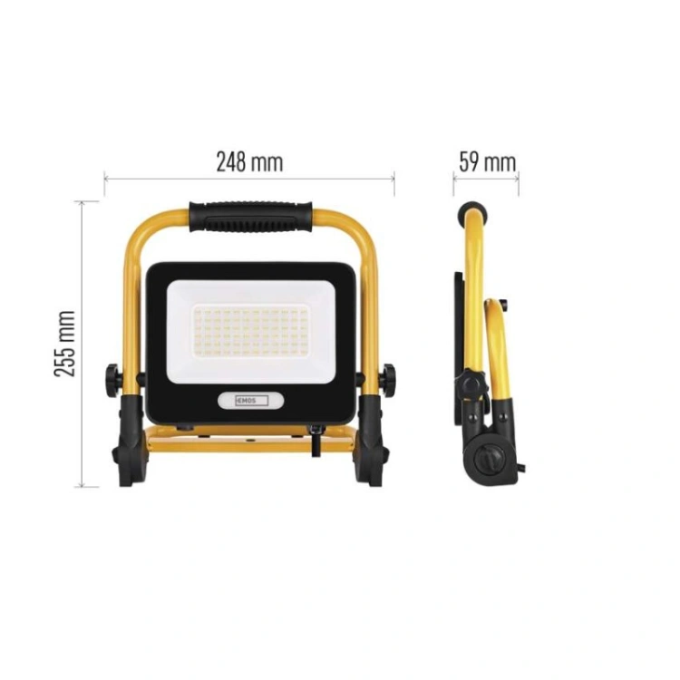 Naświetlacz LED GLARO 50 W, żółto-czarny, IP65, 5000 lm, neutralna biel
