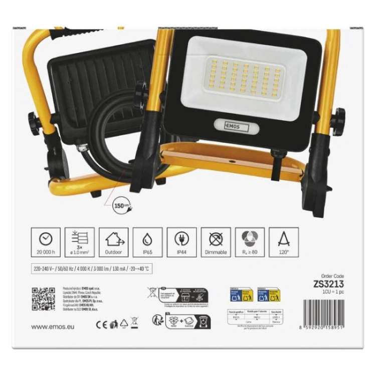 Naświetlacz LED GLARO 30 W, żółto-czarny, IP65, 3000 lm, neutralna biel