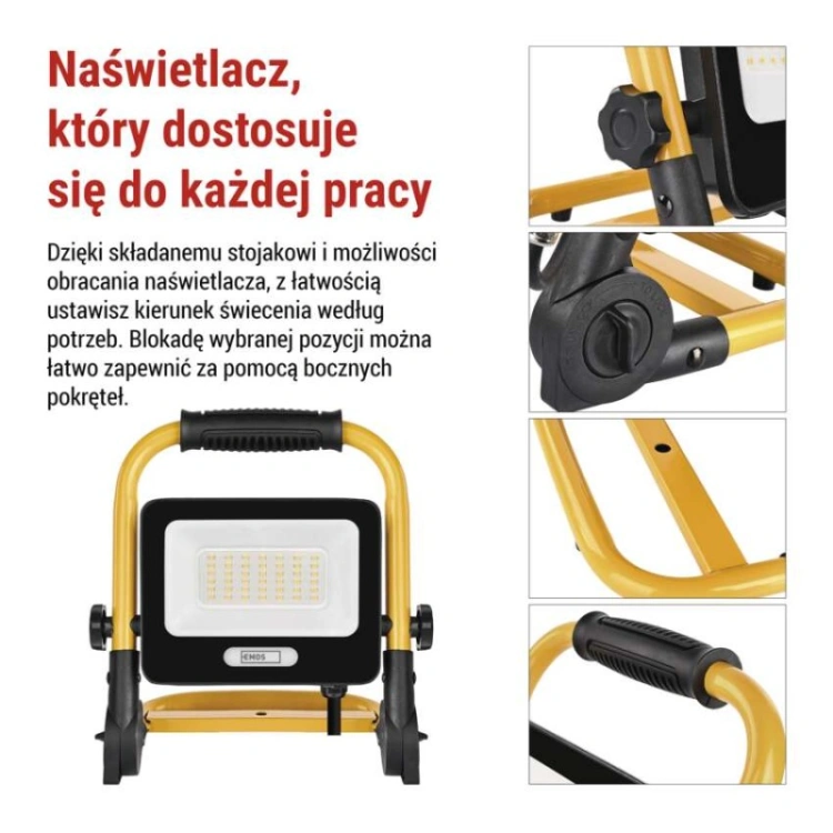 Naświetlacz LED GLARO 30 W, żółto-czarny, IP65, 3000 lm, neutralna biel
