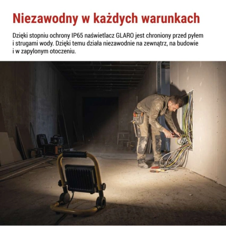 Naświetlacz LED GLARO 30 W, żółto-czarny, IP65, 3000 lm, neutralna biel