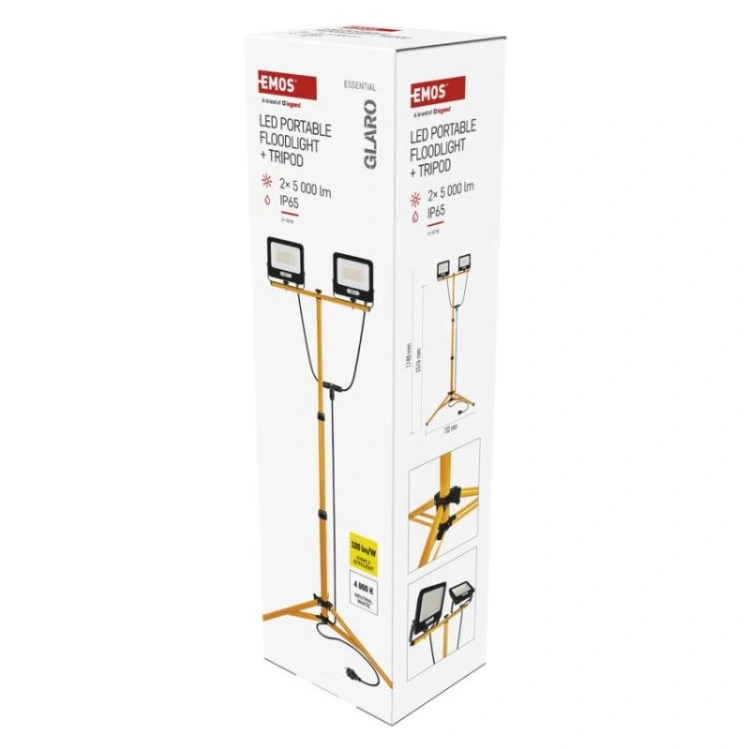 Naświetlacz LED GLARO, 2×50W + statyw, neutralna biel