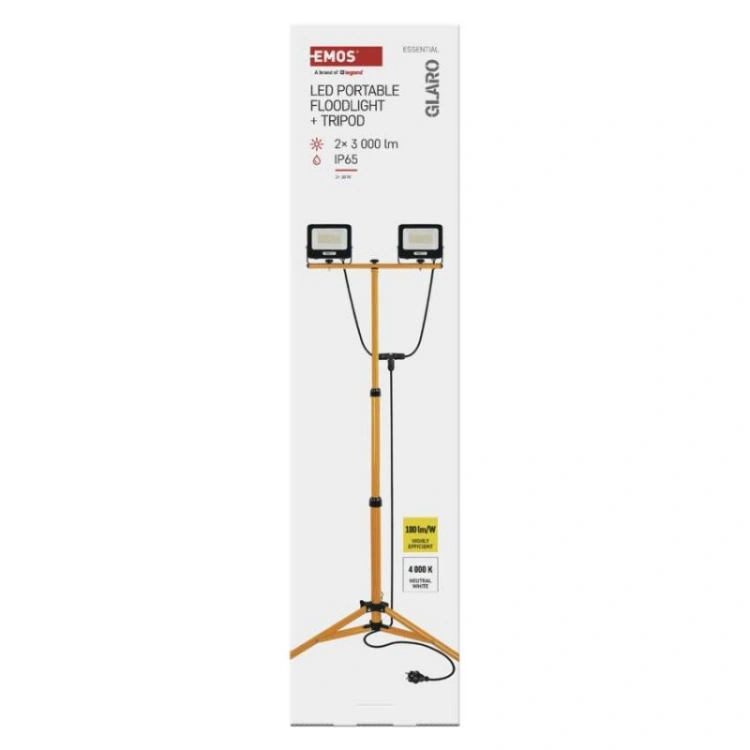 Naświetlacz LED GLARO, 2×30W + statyw, neutralna biel