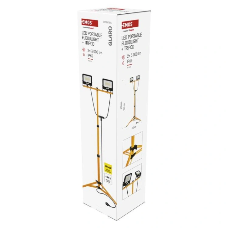 Naświetlacz LED GLARO, 2×30W + statyw, neutralna biel