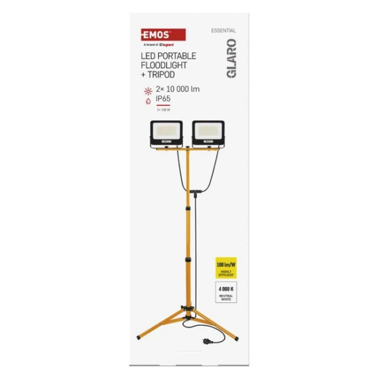 Naświetlacz LED GLARO, 2×100W + statyw, neutralna biel