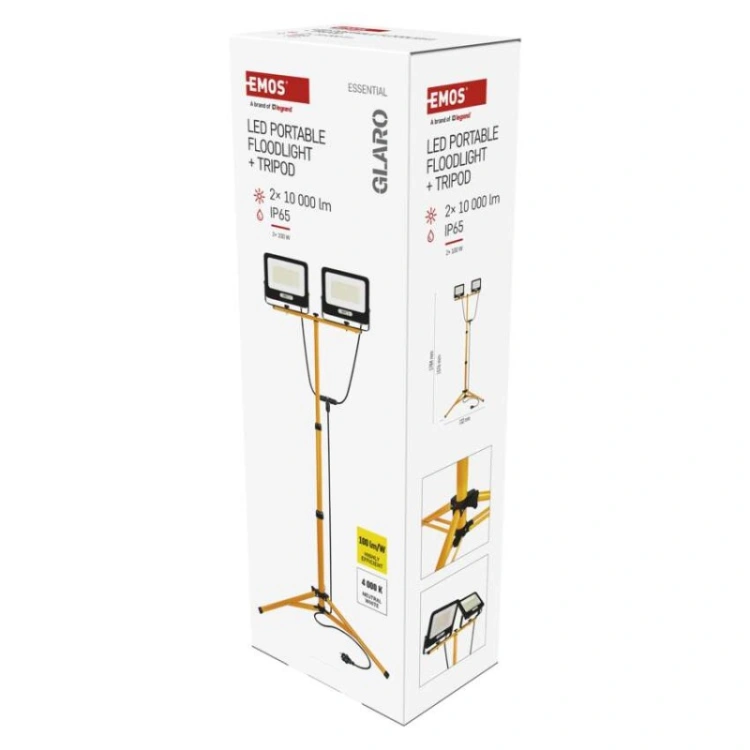 Naświetlacz LED GLARO, 2×100W + statyw, neutralna biel