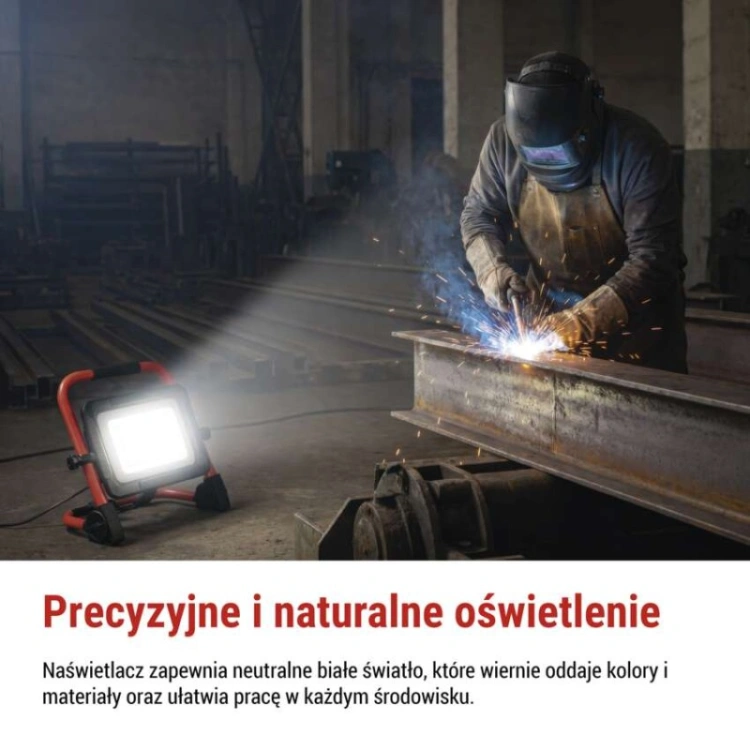 Naświetlacz LED ELION 100W, czerwony-czarny, IP65, 16 000 lm, neutralna biel