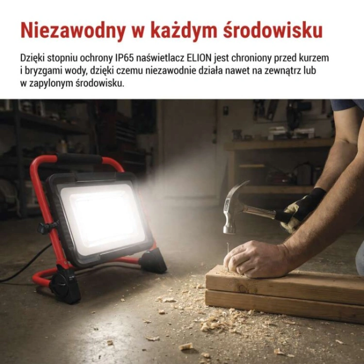 Naświetlacz LED ELION 100W, czerwony-czarny, IP65, 16 000 lm, neutralna biel
