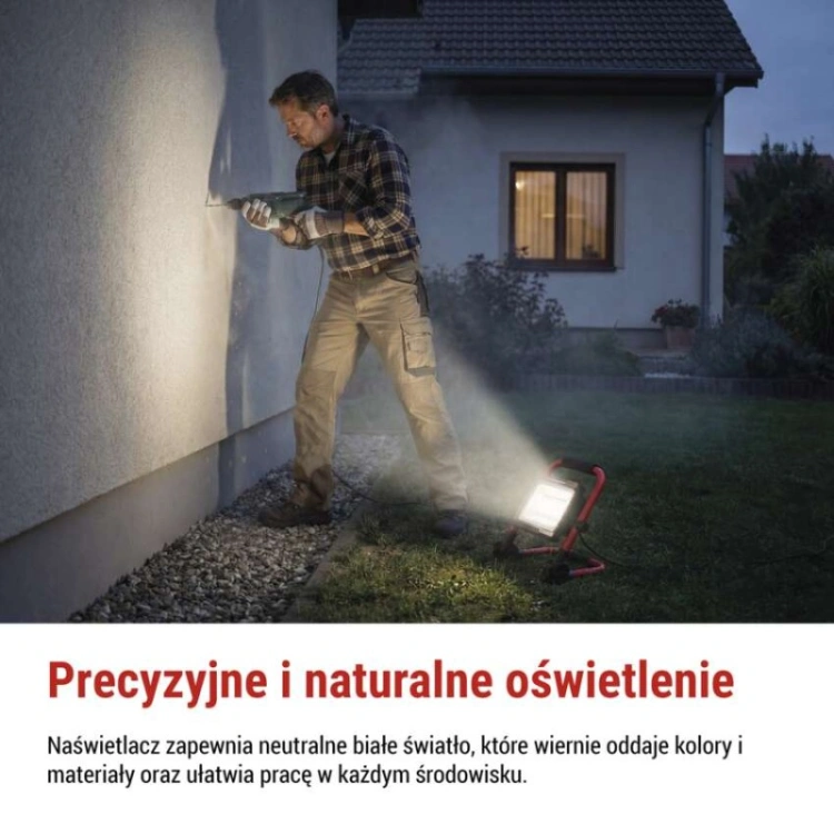 Naświetlacz LED ELION 50W, czerwony-czarny, IP65, 8000 lm, neutralna biel