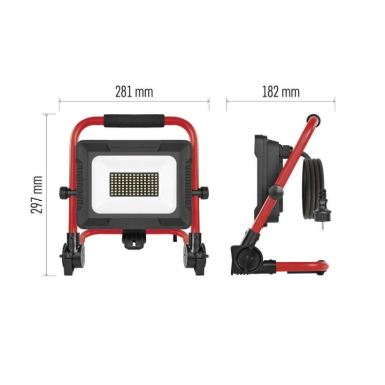 Naświetlacz LED ELION 50W, czerwony-czarny, IP65, 8000 lm, neutralna biel