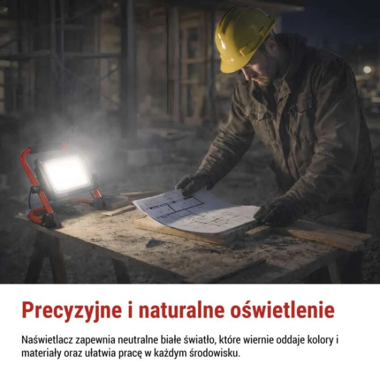 Naświetlacz LED ELION 30W, czerwony-czarny, IP65, 4800 lm, neutralna biel
