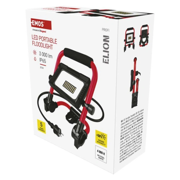 Naświetlacz LED ELION 20W, czerwony-czarny, IP65, 3000 lm, neutralna biel