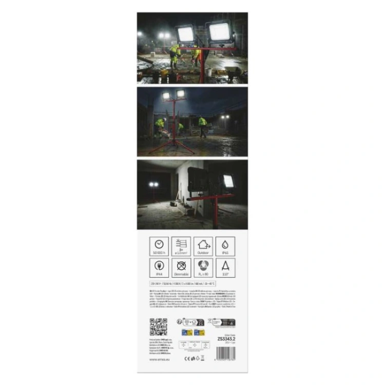 Naświetlacz LED ELION 2×50W + statyw, neutralna biel