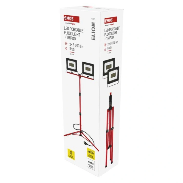 Naświetlacz LED ELION 2×50W + statyw, neutralna biel
