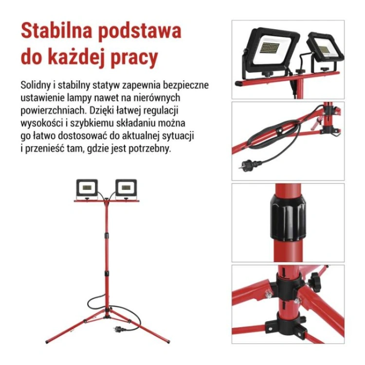 Naświetlacz LED ELION 2×30W + statyw, neutralna biel