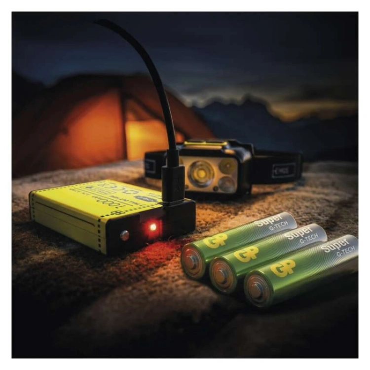 Latarka czołowa LED, 550 lm, Li-Pol 1000 mAh ładowalna / 3× AAA