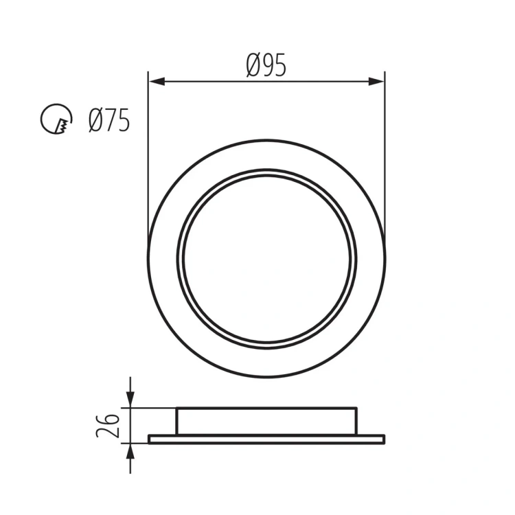 Wymiary Kanlux TAVO LED DO 5W CCT Ø95 mm