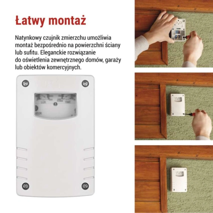 Czujnik zmierzchu 1800W IP65 biały