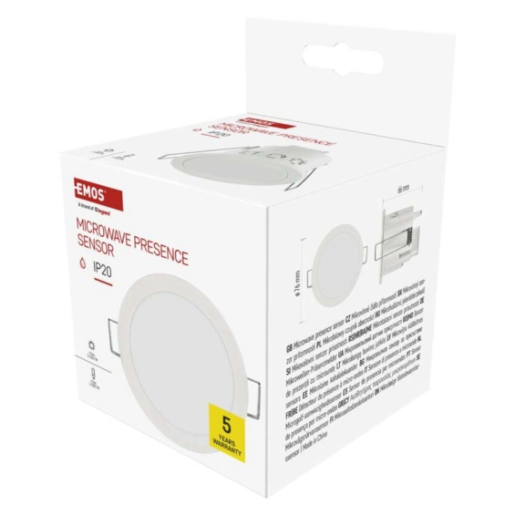 Mikrofalowy czujnik obecności IP20 24GHZ 2000W, biały