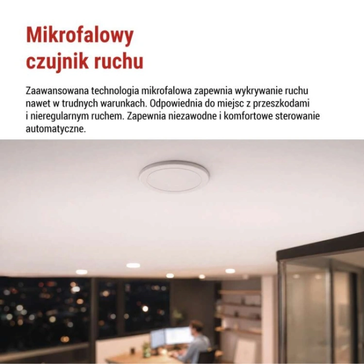 Mikrofalowy czujnik obecności IP20 24GHZ 2000W, biały