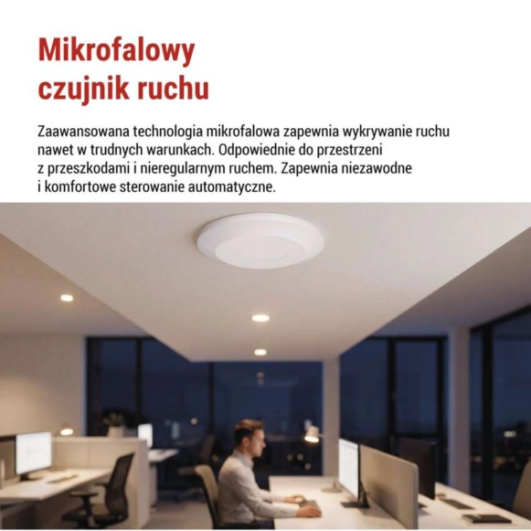 Mikrofalowy czujnik obecności IP20 24GHZ 2000W biały