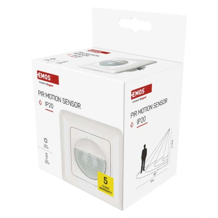 Czujnik ruchu PIR IP20 500W, biały