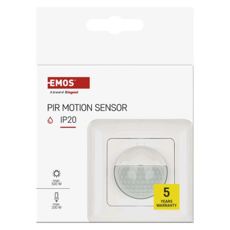 Czujnik ruchu PIR IP20 500W, biały