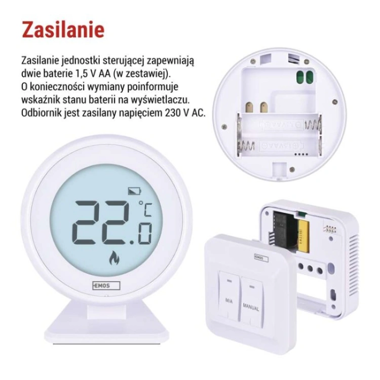 Ręczny termostat pokojowy, bezprzewodowy, P5618