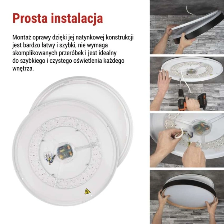 Oprawa LED do montażu natynkowego ILVI, okrągła 30 W, regulacja jasności + CCT, czarna +