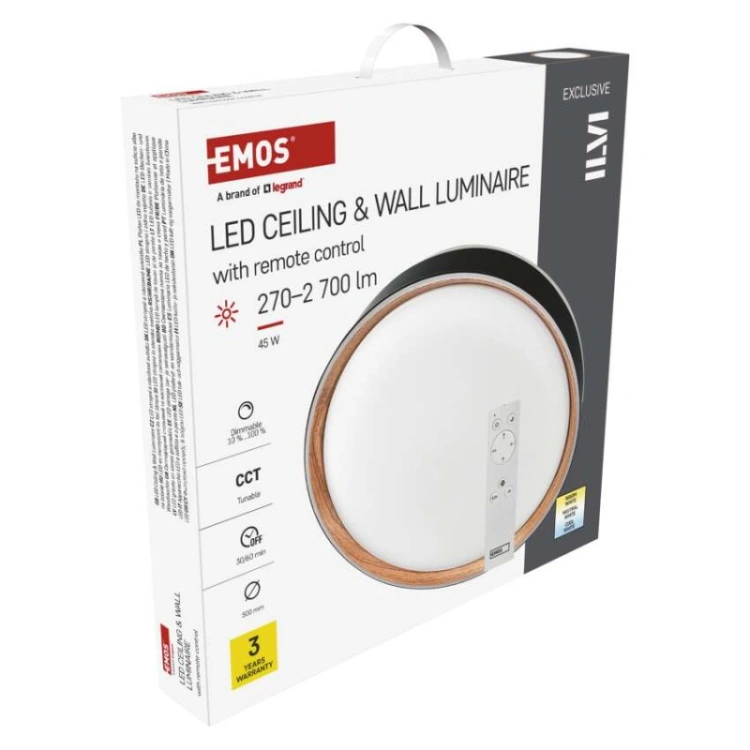 Oprawa LED do montażu natynkowego ILVI, okrągła, 45 W, regulacja jasności + CCT, czarna +