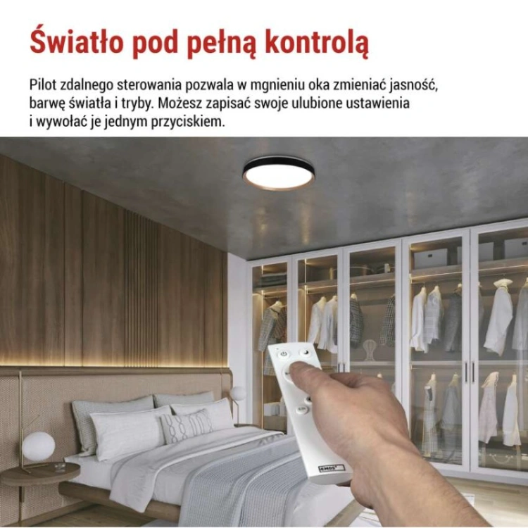 Oprawa LED do montażu natynkowego ILVI, okrągła, 45 W, regulacja jasności + CCT, czarna +