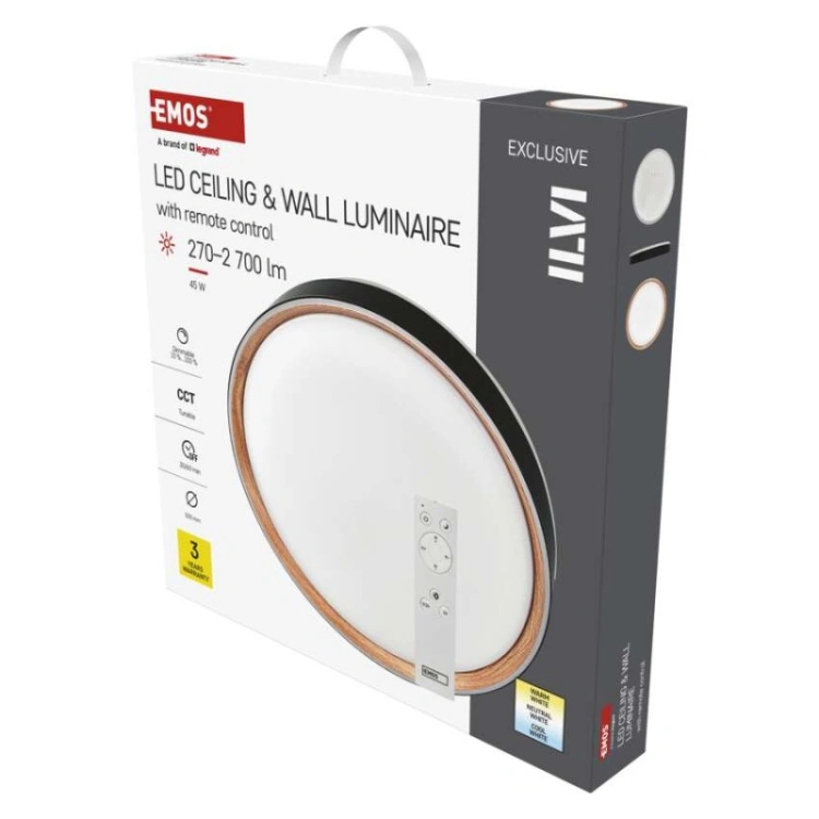 Oprawa LED do montażu natynkowego ILVI, okrągła, 45 W, regulacja jasności + CCT, czarna +
