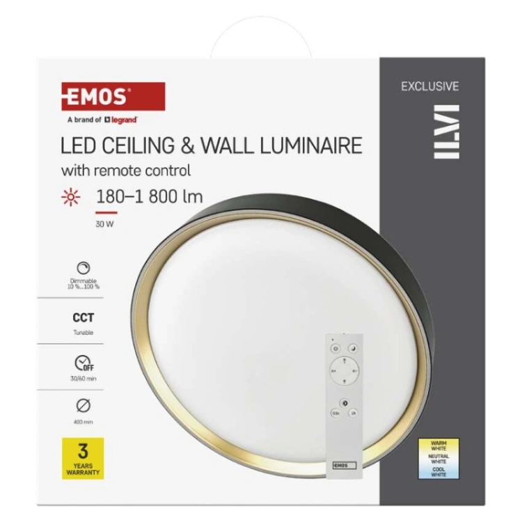 Oprawa LED nawierzchniowa ILVI, okrągła 30 W, regulacja jasności + CCT, czarna + szampańs